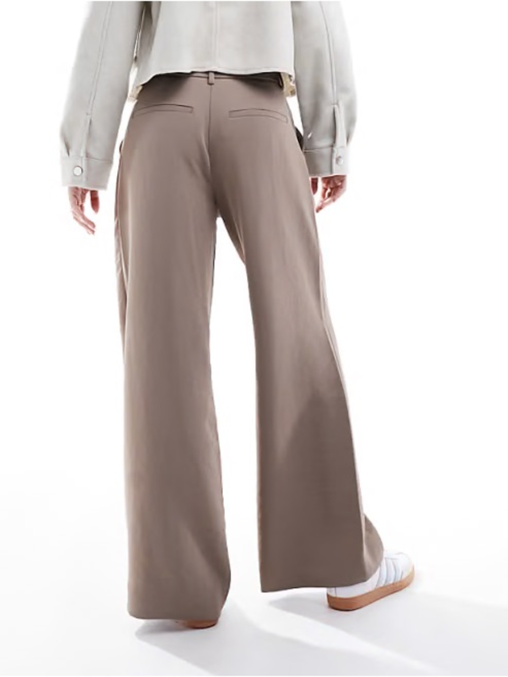 Abercrombie & Fitch Wide Leg High-Rise Trousers in Taupe - Picture 2 of 11